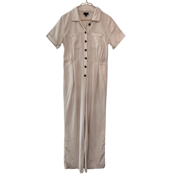 Who What Wear Pants - Who What Wear Linen Blend Button Front Jumpsuit Size Small